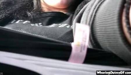 Rene fingering Pussy closeup in car