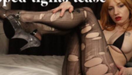 Ripped tights tease