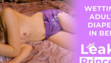 Loudly wetting diaper in bed, with great hissing sound!