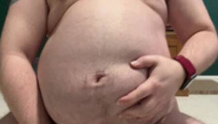 Trans Man Masturbates to His Fat Gut