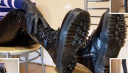 Doc Martens, PVC Pants and Leather Gloves