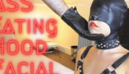 Slave in Leather Hood & Gloves Rims & Sucks with Facial (1080 mp4)