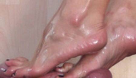 Oily ballbusting Footjob by Schoolgirl Lara (HD)