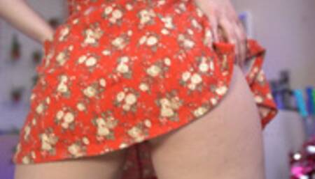 Fingering my pussy up my pretty red sundress
