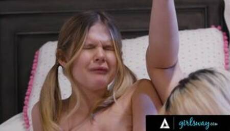 GIRLSWAY - Bicurious Petite Coco Lovelock & Cute Bestie Experiment Lesbian Sex During Girls Night