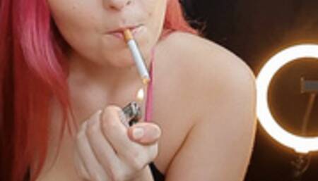 Sexy smoking in a bikini