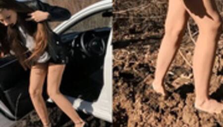 Nastya got stuck in muddy area and wrecked two pairs of shoes