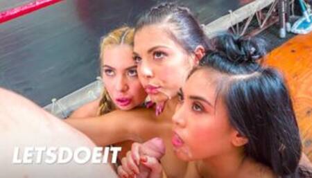 Gina Valentina, Kat Dior & Ember Snow Seduce Boxer into Hot Fuck - SCAM ANGELS