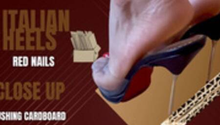 Crushing cardboard with high heels