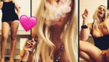 Smoking, blond milf, pussy tease MOV