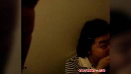 Chubby Asian facial in public bathroom