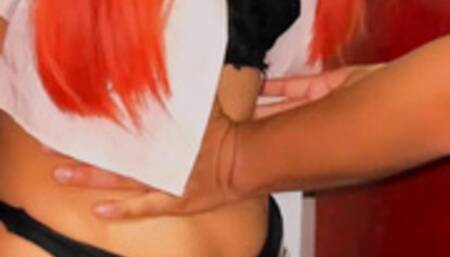 Nicole RED Sexy Punished Stomach