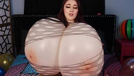 Fishnet Dress Breast Expansion and Tearing