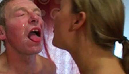 Eat my thick phlegmy spit - Mistress Amber Leigh & Osel - MP4 Clip