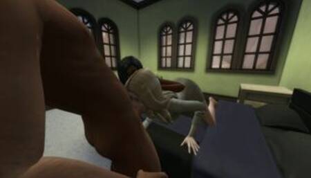 Sims 4 interracial threesome blowjob