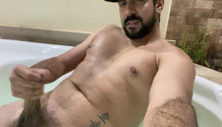 Cumming in the Hot Tub After Jerking off and Spreading Cum on the Belly