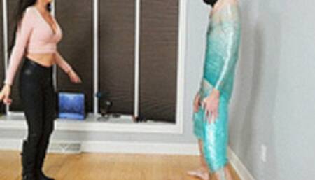 Ballbusting Clip Cut Short Due To Leaky Slave!