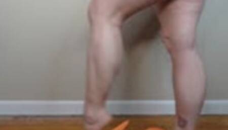 Calf Muscle Flex in Orange Flip Flops WMV 720 Silent Clip