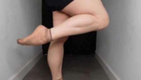 Calf Muscle Flex in Sheer Tan Ankle Socks MP4 640 Silent Clip