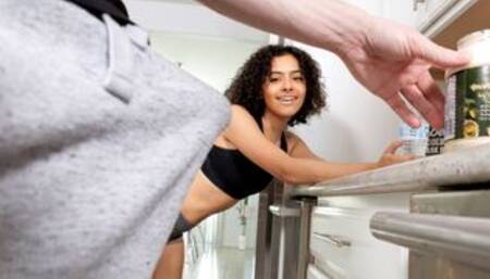 Latin stepsister stares at stepbros dick