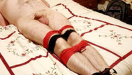 Post orgasm and pantyhose polishing torment on naked bound and gagged man-BBW domination,BBW bondage,male bondage,man in bondage,amateur,naked man tied up,blowjob,post cum play,post orgasm torment,stockings,bound gagged man,tied to bed,handjob,