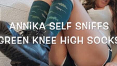 Annika Self Sniff Green Knee High Socks