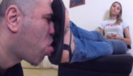 ROSALINA - Clean My Flat Sandals With Your Tongue! - Shoe Worship And Humiliation GOPRO VERSION