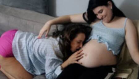 Licking and exploring a pregnant belly (PART 02)