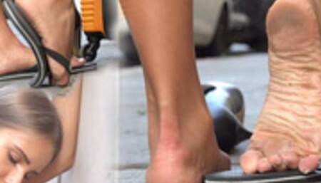 Matilde's filthy and dry feet in flip flops - 13280 HD video update