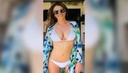 Elizabeth Hurley Hot MILF White Bikini Cum Tribute