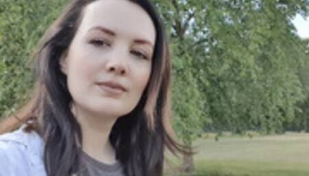 Outdoor upskirt yellow panty wetting peeing