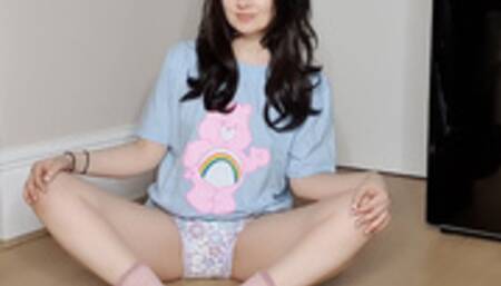 Sweeping the floor Goodnites diaper wetting peeing