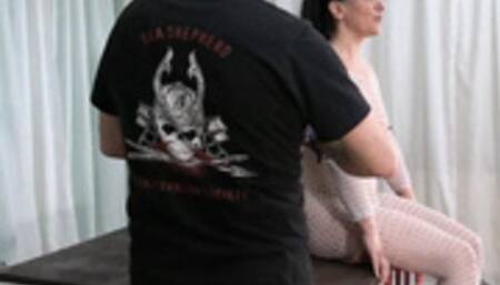 Yvette in sexy catsuit in suspension