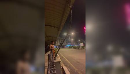 Getting Naked at The Public Bus Stop at Night