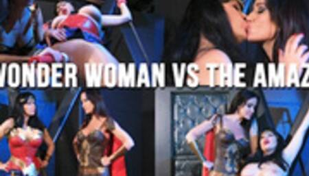 Wonder Woman Vs The Amazon, Lesbian Cosplay with bondage and orgasm with Anastasia Pierce and Angela Sommers
