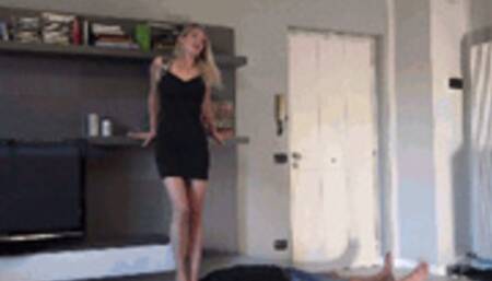 GLORIA - I don't care if you're dying, you must lick my feet - EXTREME facetrampling, throatstanding, foot domination (BRUTAL CLIP!)