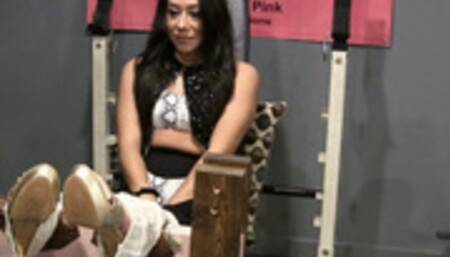 Bets is back! Barewfoot in the STOCKS in her legwarmers! "OMG perfection!" LOW