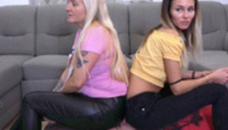 TANYA And CECILIA - Home Slave - Facebox Dummy - Double Facesitting