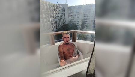 Leo Bulgari Jerks off and Cum on the Balcony!