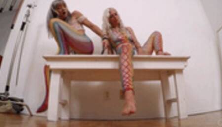 Ella Noir and Abi Matching Mini Laptops Butt Crushed - Floor View 4K