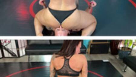 Goddess Rapture vs Tapered Physique in a FaceSitting Submission Wrestling Match