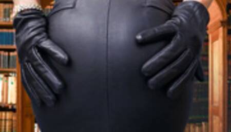 Loud Farts in Public Library - Disturbing the silence with intestinal Gas in Leather Skirt and Leather Gloves - MP4 720p SD