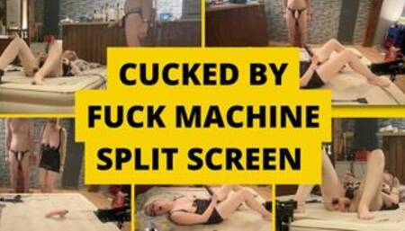 Cucked by fuck machine split screen