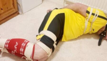 Edging a tied up footballer with my wand -BBW domination, BBW bondage,bound and gagged man,man tied up,amateur,male bondage,man in bondage,soccer kit,football kit,socks,rope bondage,gay bondage,edging,edged,wand,