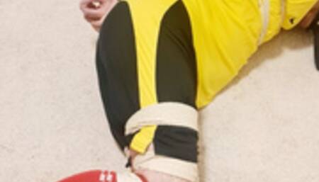 Footballer tied up for over 7 hours 2 -BBW domination, BBW bondage,bound and gagged man,man tied up,amateur,male bondage,man in bondage,soccer kit,football kit,socks,rope bondage,gay bondage,