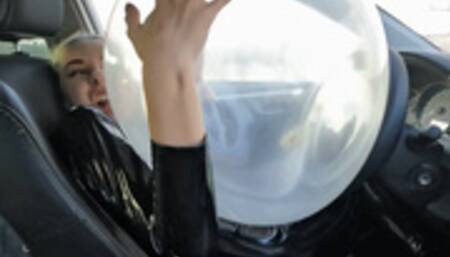 Nastya stuck in the airbag