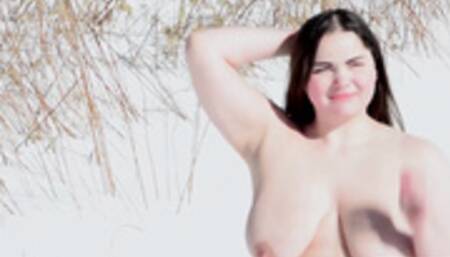 Fat Natasha tied up in the snow