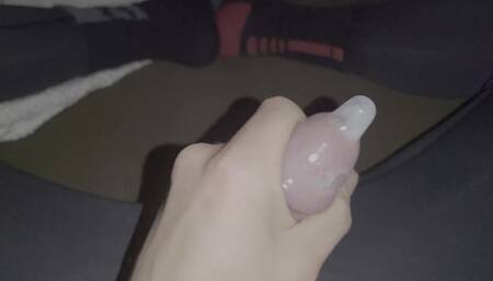 Cum in Condom, Jerking Off in A Bed