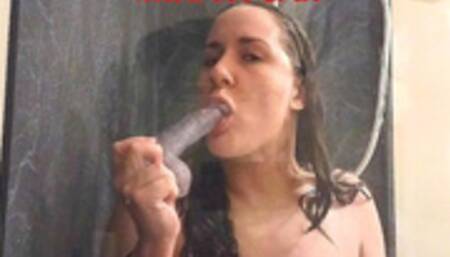 Glass Shower Dildo Suck