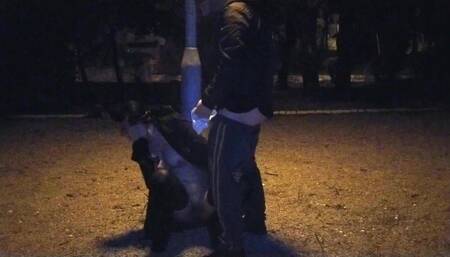 A Slut Wife Drinks a Piss in A Public Park